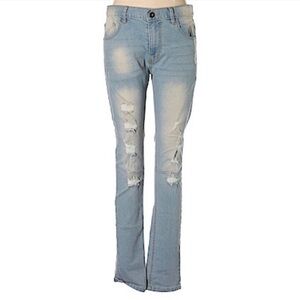 Kayden K Light Wash Distressed Skinny‎ Jeans Blue Ripped Denim Size 34